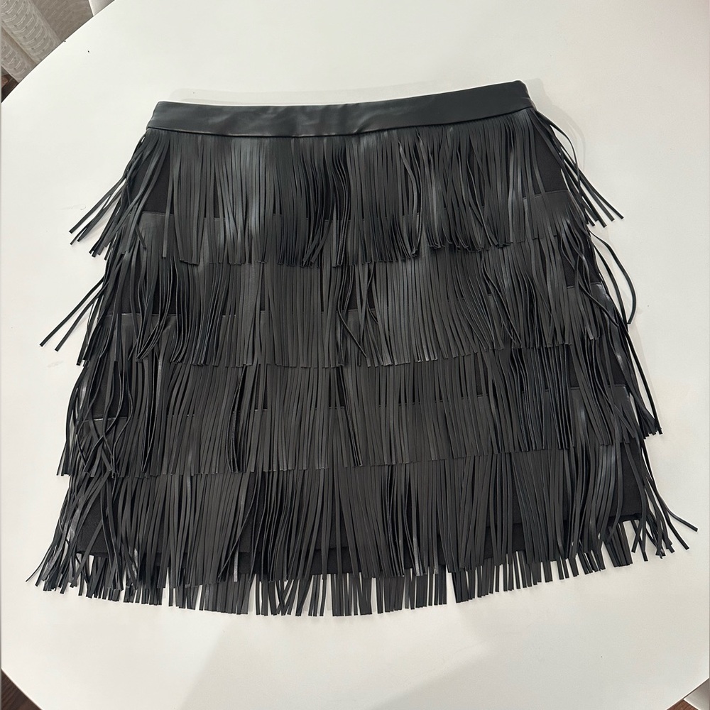 Endless Rose Black Fringe Mini Skirt